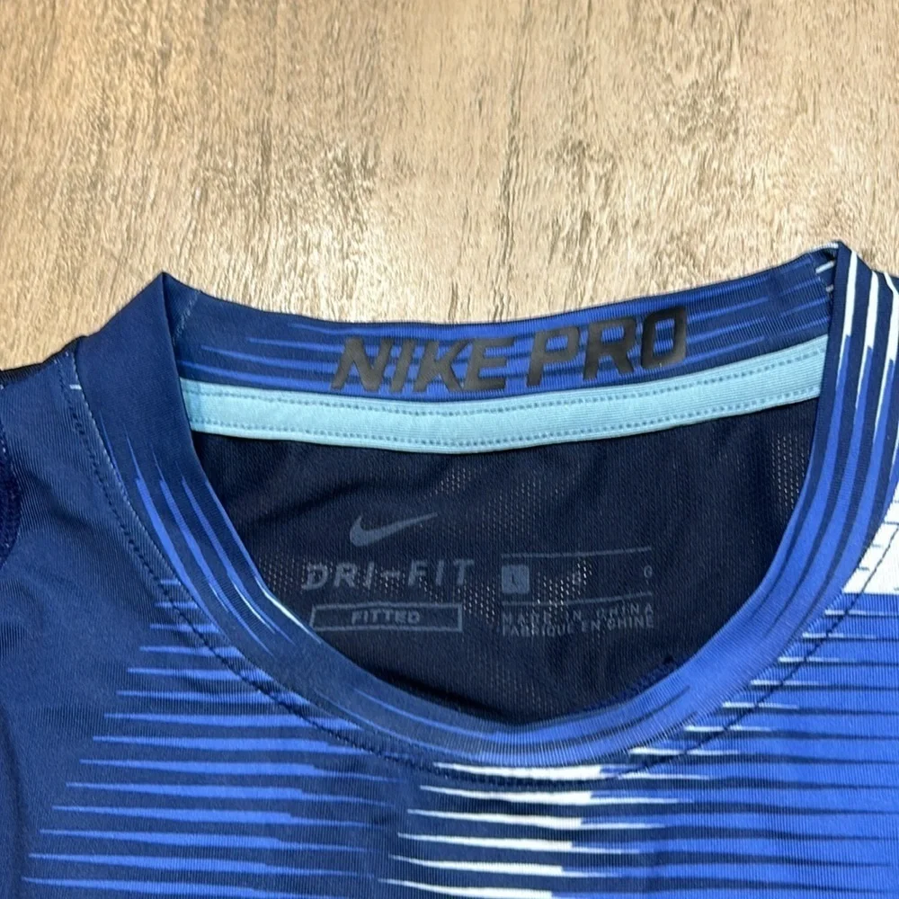Nike Blue and White Geometric Compression shirt